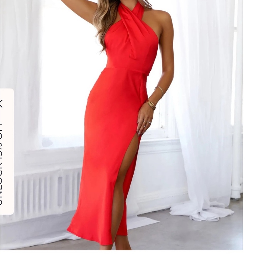 Hello Molly Vibrant Red Backless Dress